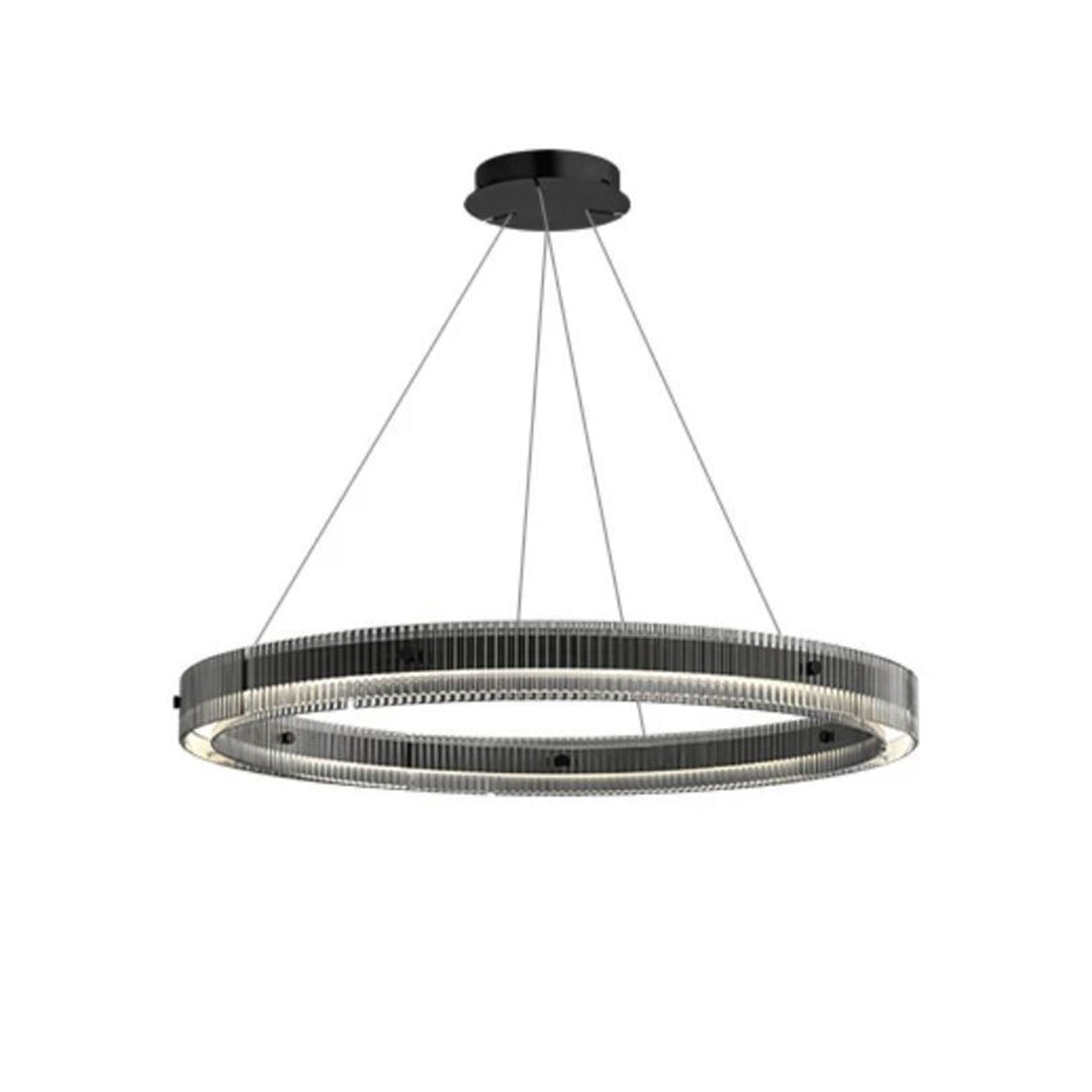Luxury black round pendant light creating statement lighting in spacious modern interior