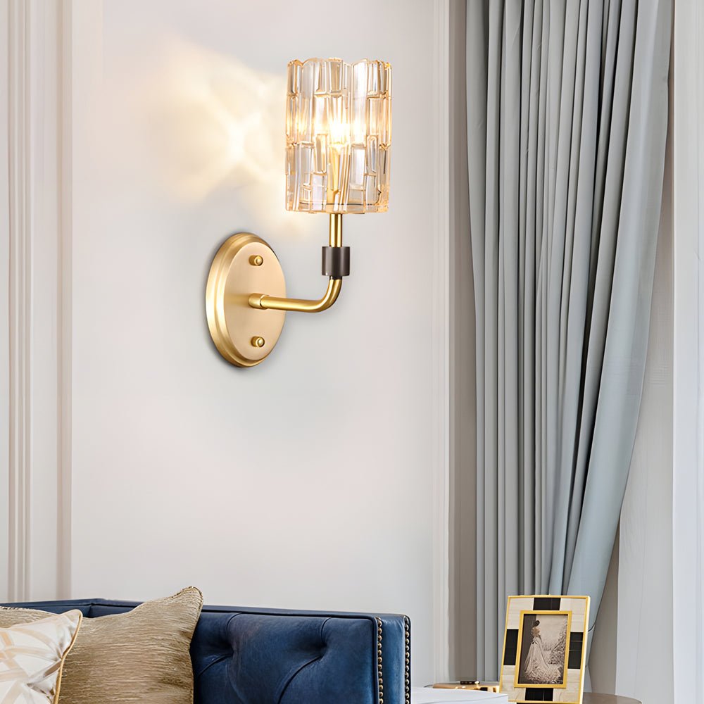 Luxury Copper Armed Crystal Wall Light Modern 1/2 - Light Sconce
