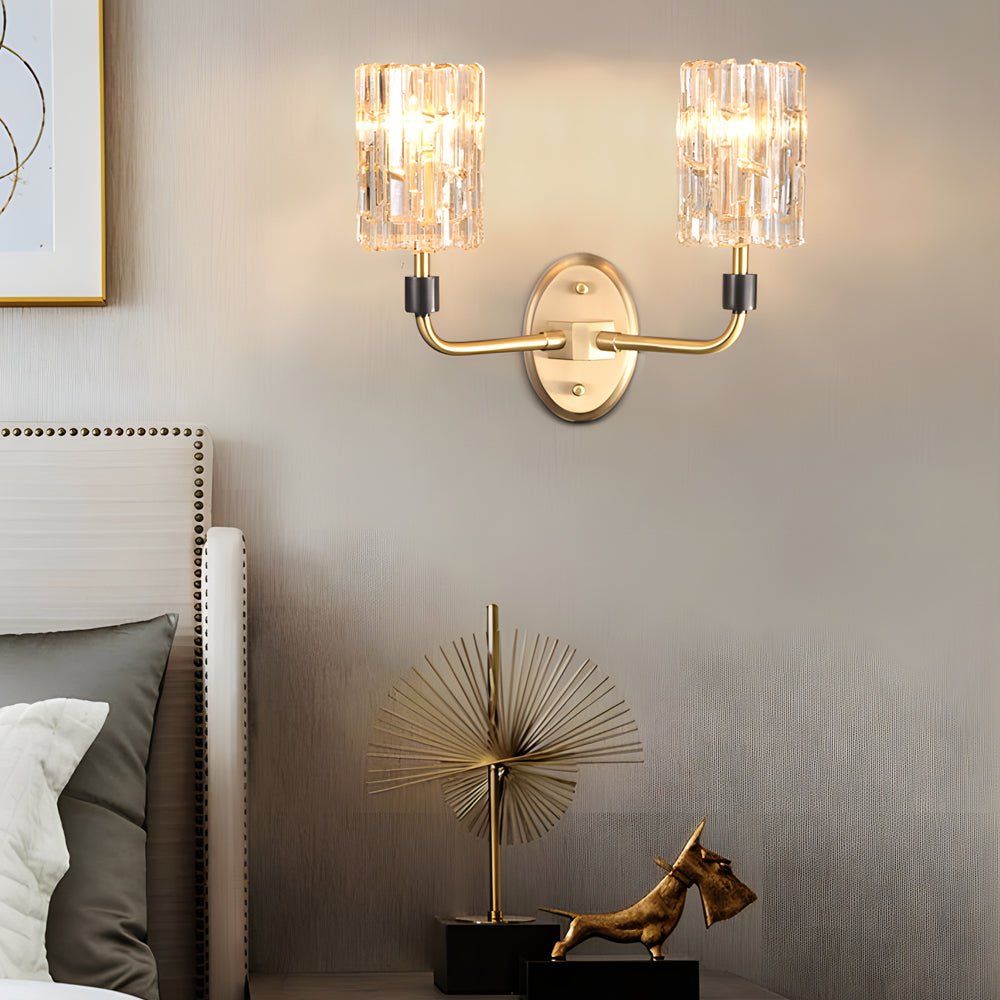 Luxury Copper Armed Crystal Wall Light Modern 1/2 - Light Sconce