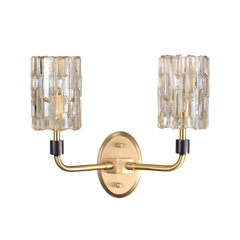 Luxury Copper Armed Crystal Wall Light Modern 1/2 - Light Sconce