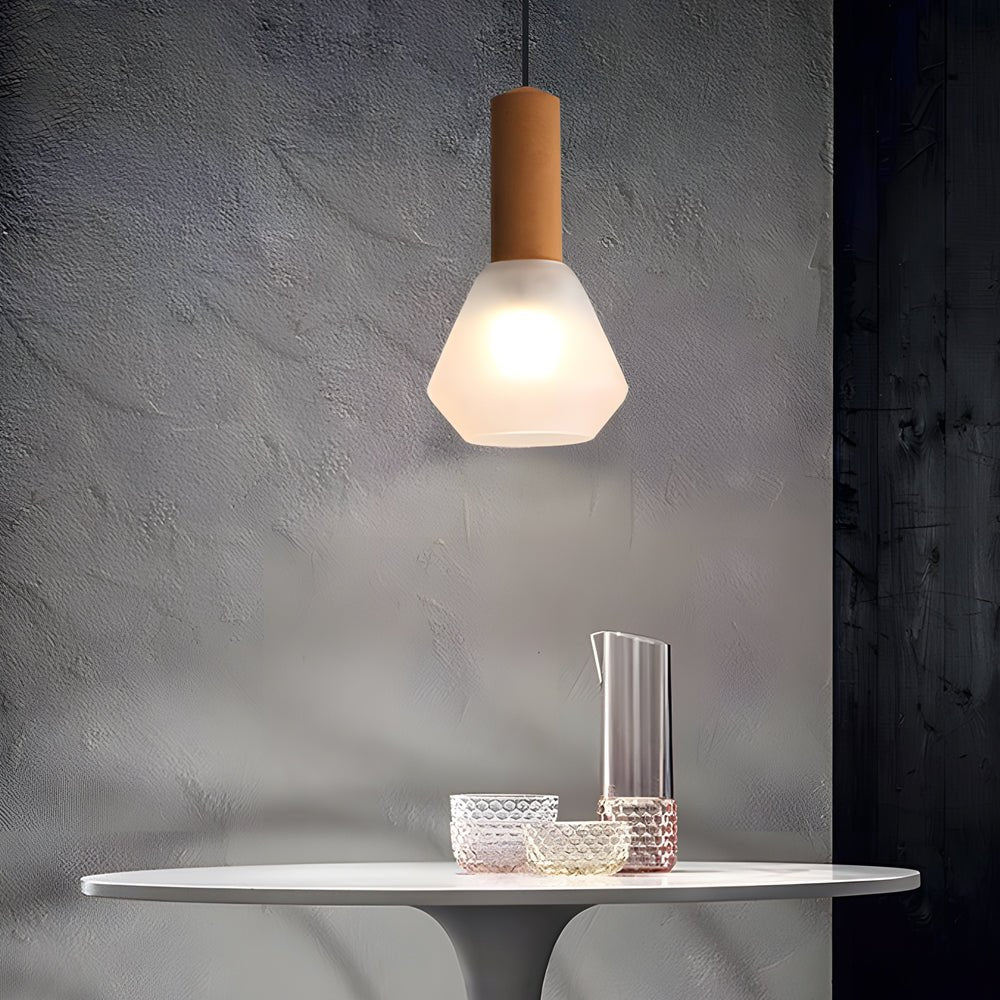 Luxury Copper Glass Jar 1 - Light Wood Pendant Light Ceiling Hang Fixture Cork Diamond Glass Suspended lights