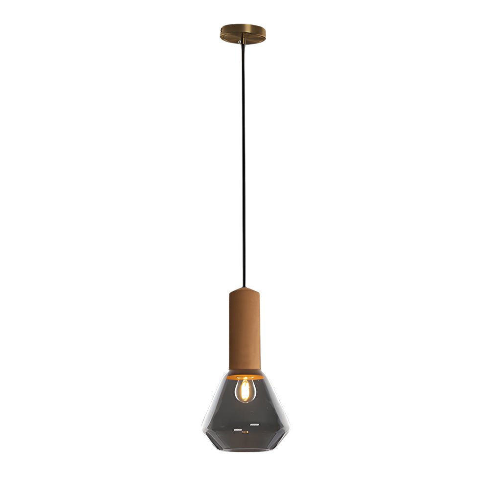 Luxury Copper Glass Jar 1 - Light Wood Pendant Light Ceiling Hang Fixture Cork Diamond Glass Suspended lights