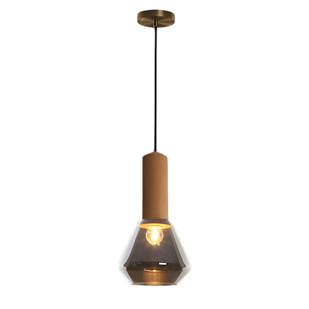 Luxury Copper Glass Jar 1 - Light Wood Pendant Light Ceiling Hang Fixture Cork Diamond Glass Suspended lights