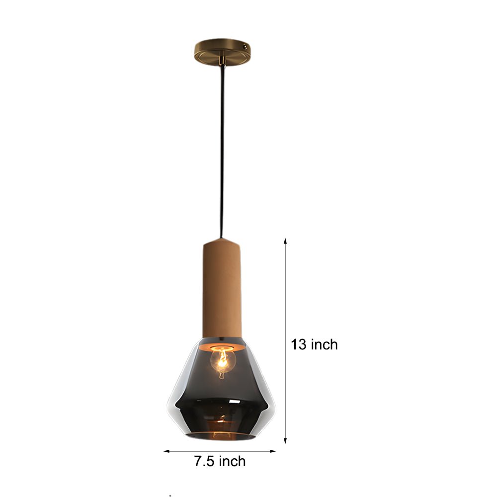 Luxury Copper Glass Jar 1 - Light Wood Pendant Light Ceiling Hang Fixture Cork Diamond Glass Suspended lights