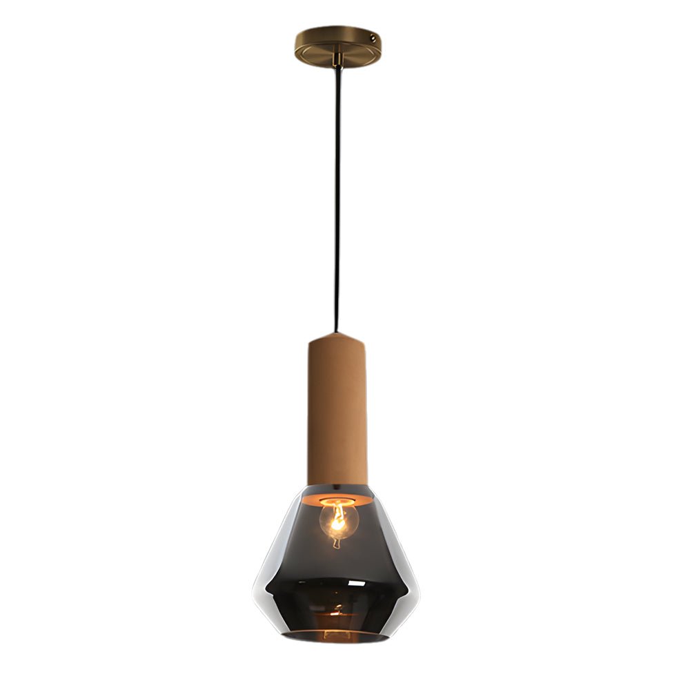 Luxury Copper Glass Jar 1 - Light Wood Pendant Light Ceiling Hang Fixture Cork Diamond Glass Suspended lights