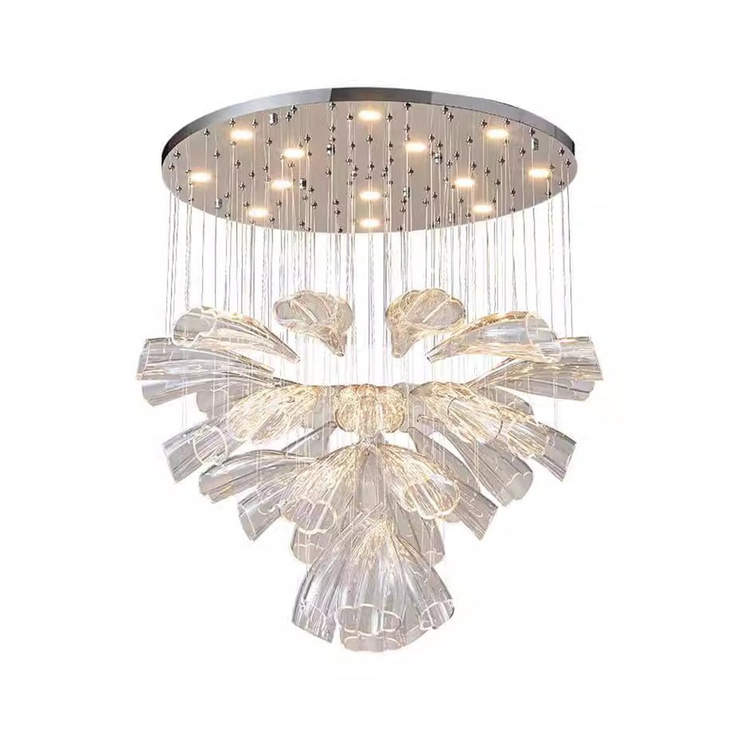 Luxury Flowers Handcrafted Art Glass 3 Step Dimming Modern Chandelier