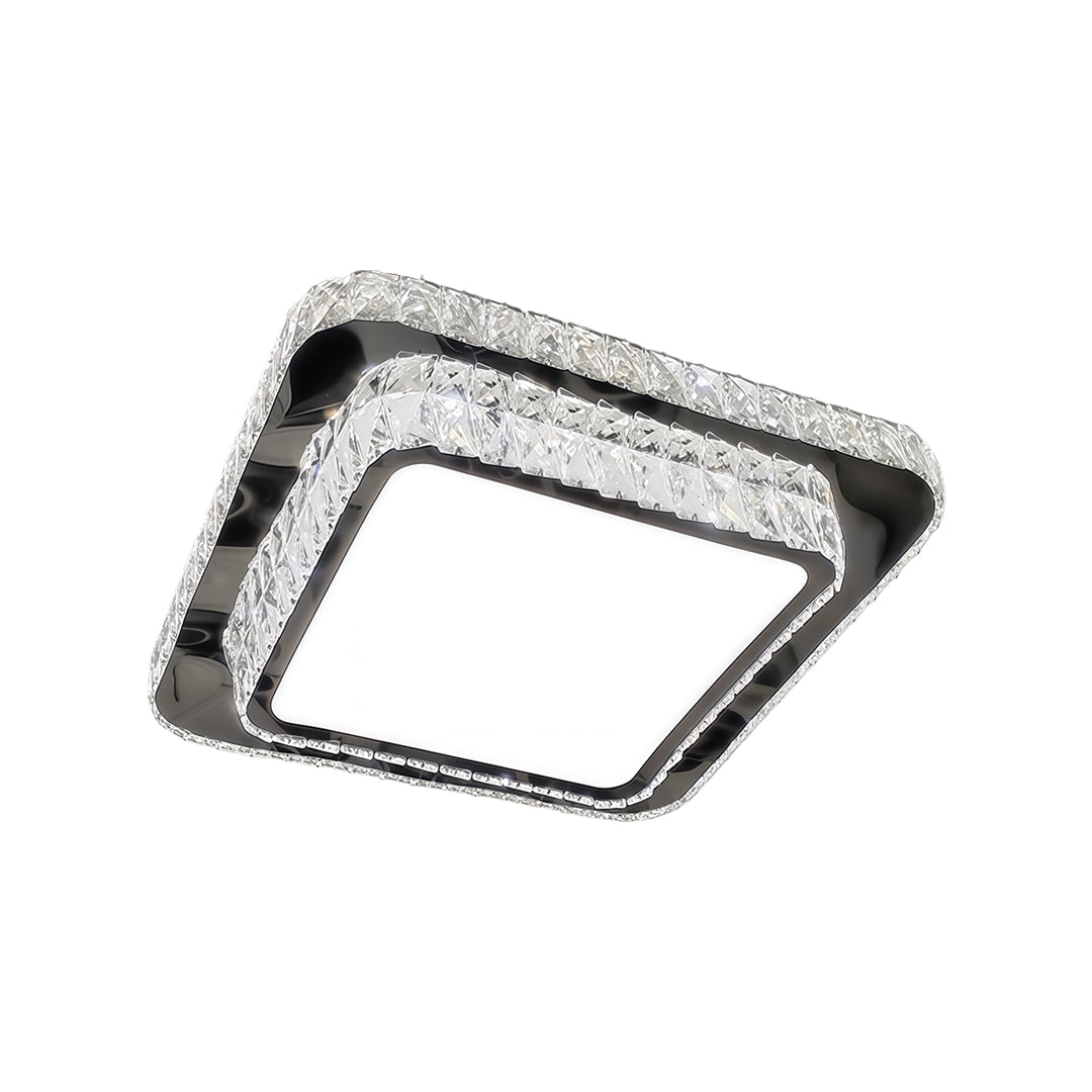 Brighten your space with a flush mount crystal light fixture, featuring a dazzling halo ring for a chic and contemporary lighting design.