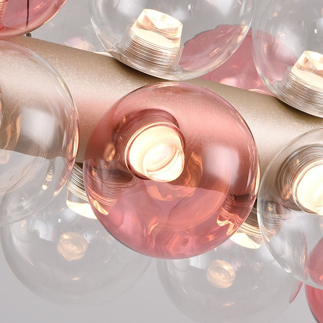 Close-up detail of luxury bubble table lamp showing individual glass sphere construction and lighting