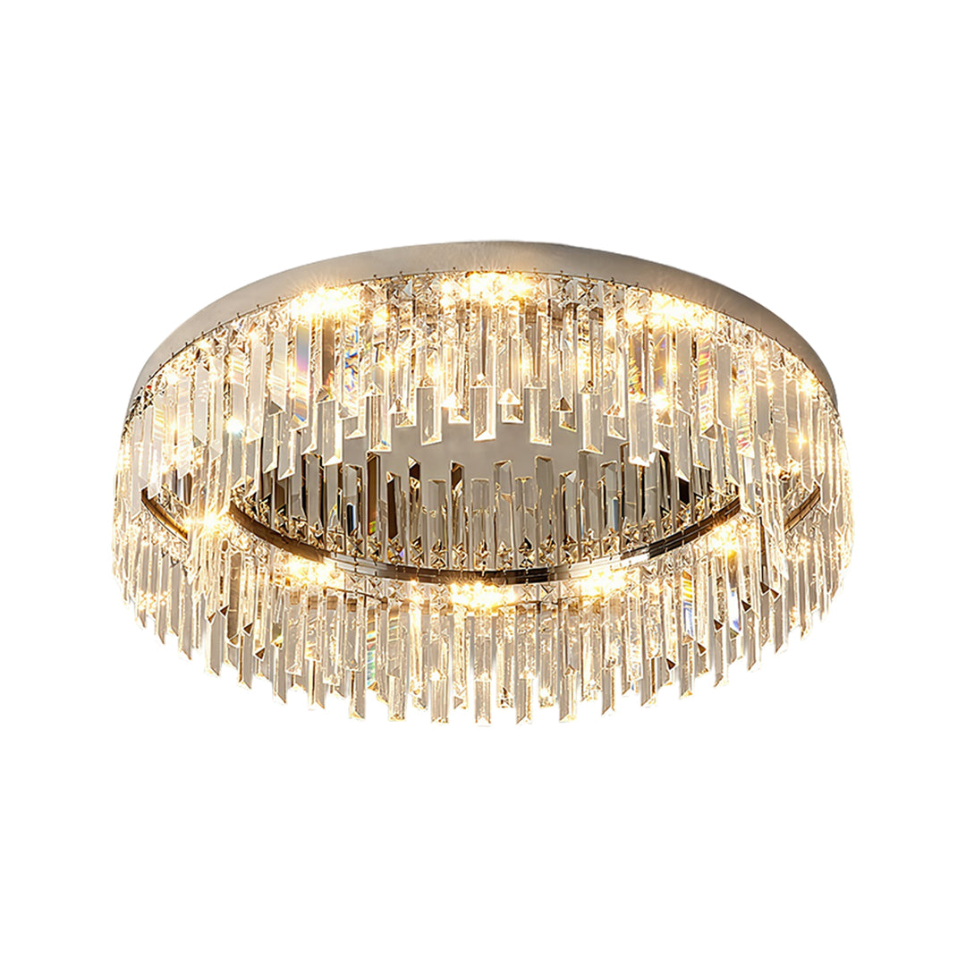 Luxury crystal flush mount ceiling light with oval design and sparkling crystal details