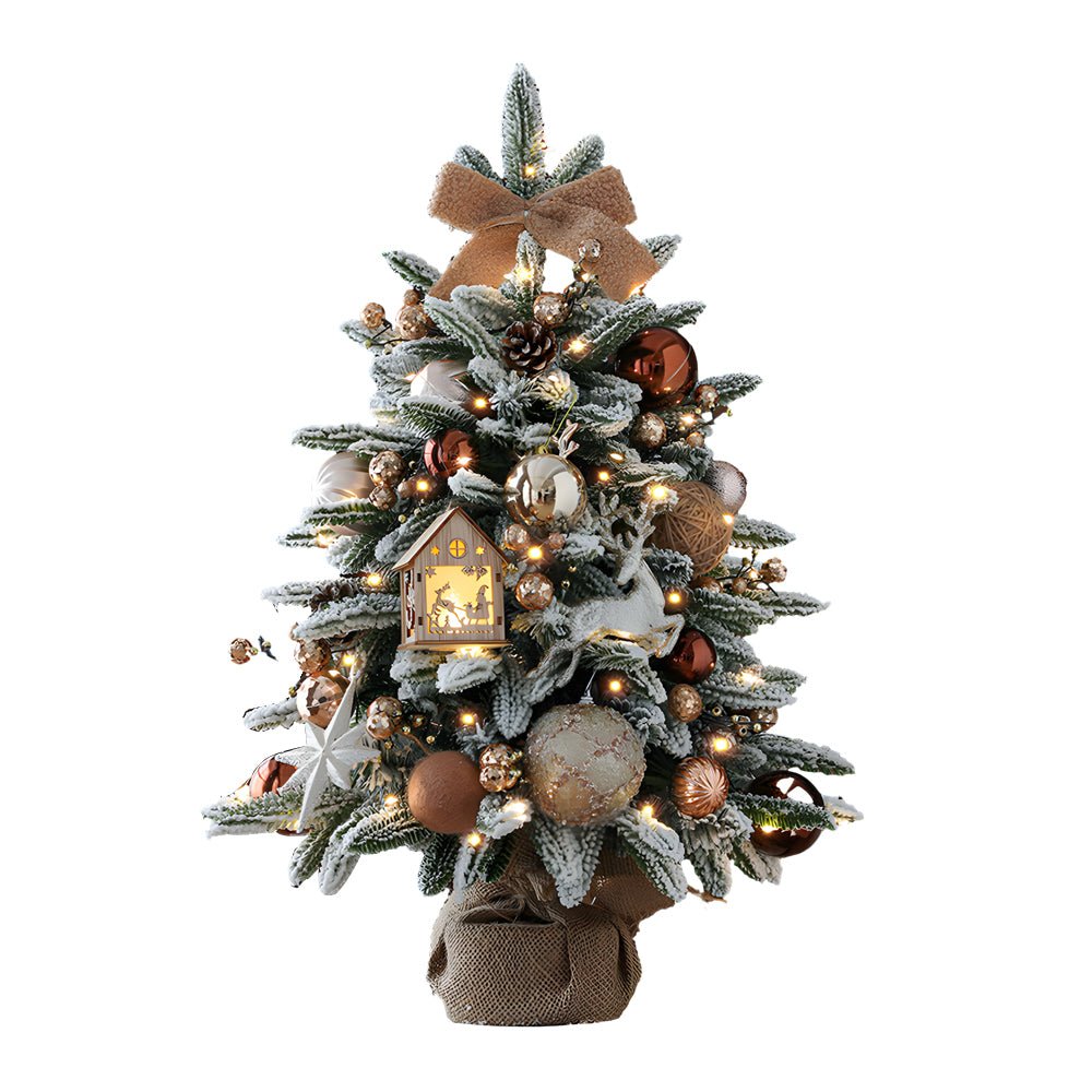 Luxury Ins Decorative Ornaments Falling Snow Christmas Tree with String Lights