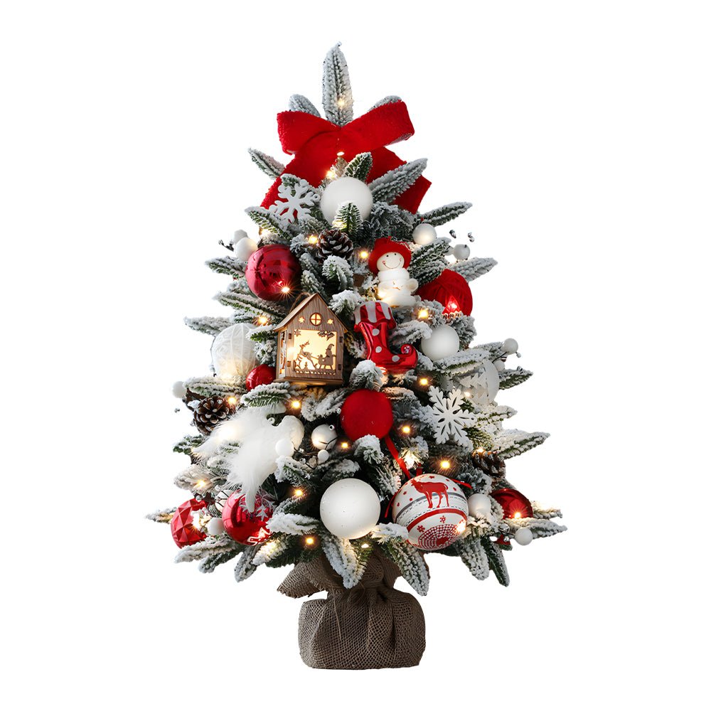 Luxury Ins Decorative Ornaments Falling Snow Christmas Tree with String Lights