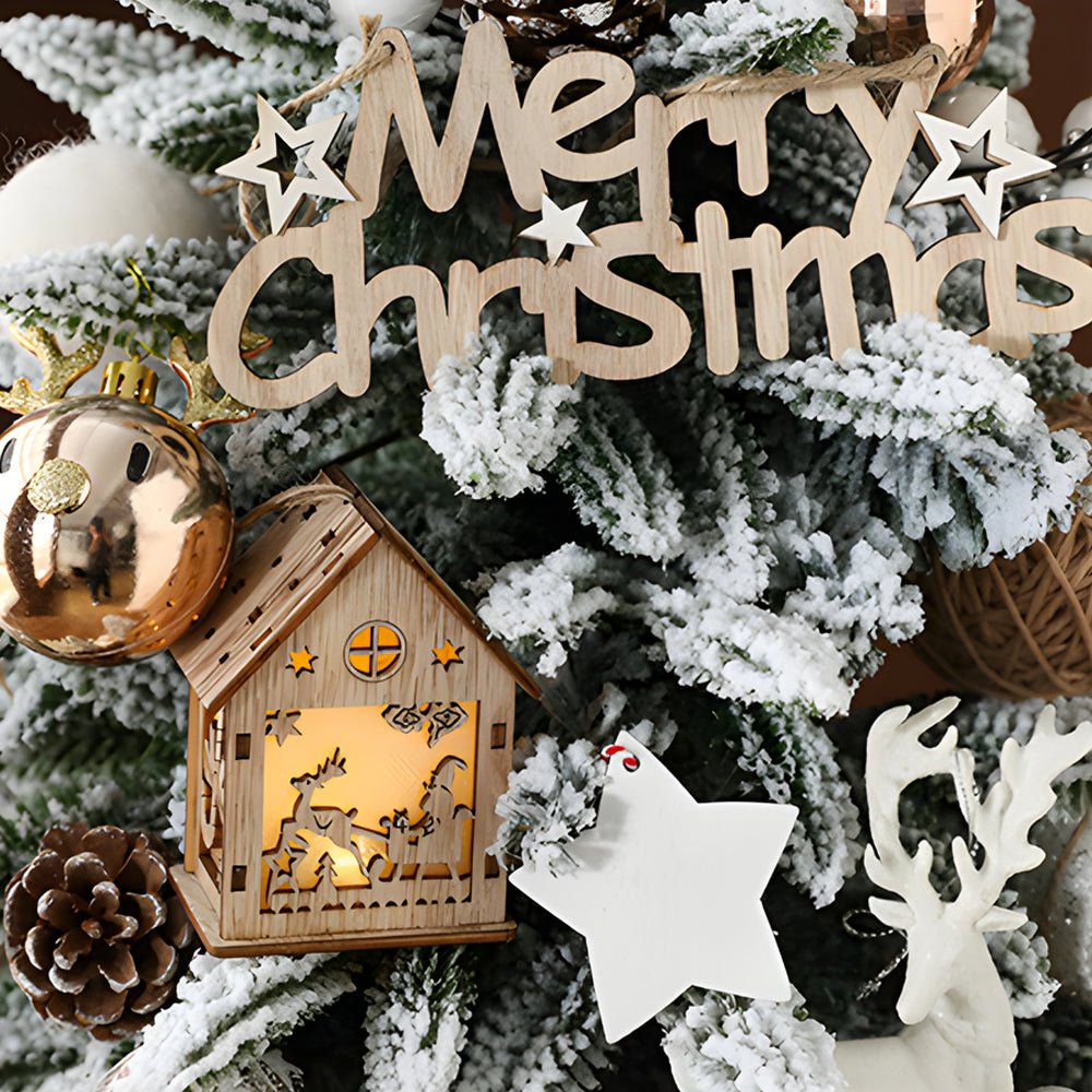 Luxury Ins Decorative Ornaments Falling Snow Christmas Tree with String Lights