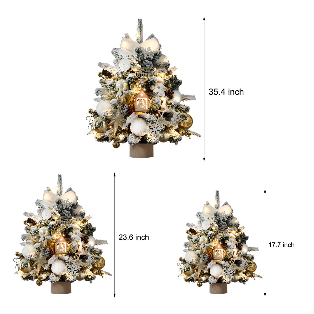 Luxury Ins Decorative Ornaments Falling Snow Christmas Tree with String Lights