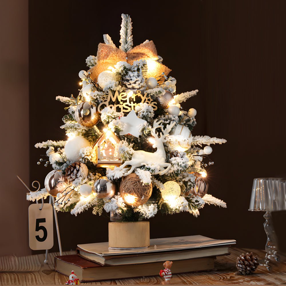 Luxury Ins Decorative Ornaments Falling Snow Christmas Tree with String Lights