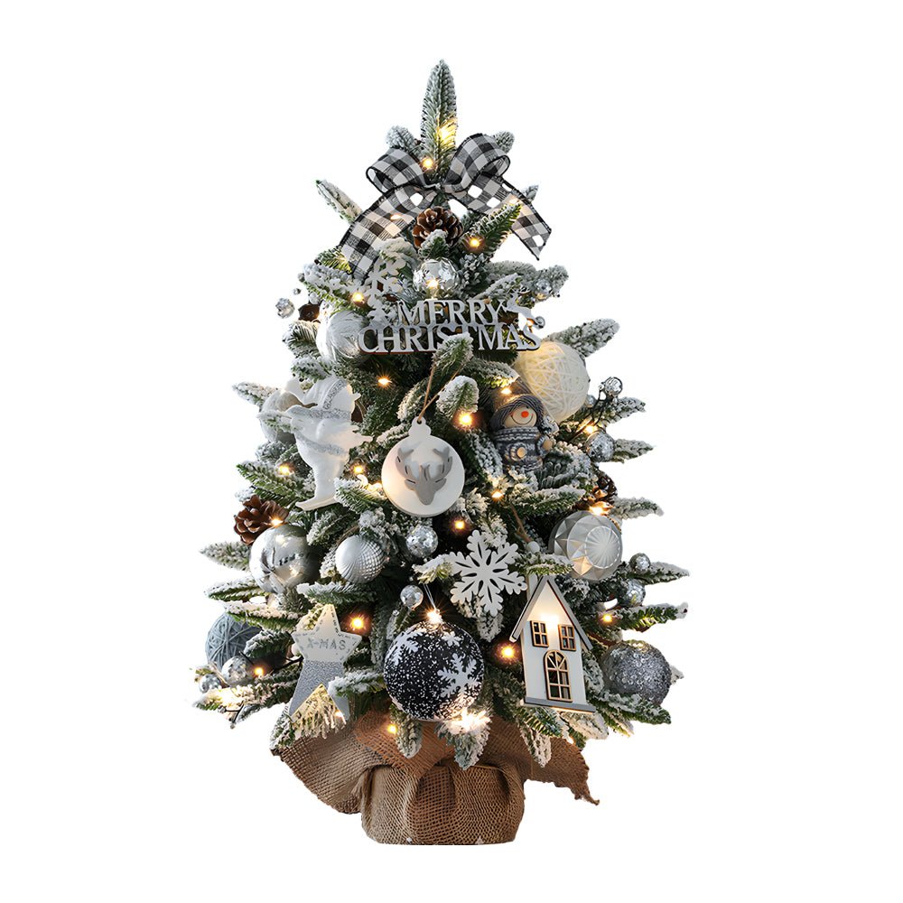 Luxury Ins Decorative Ornaments Falling Snow Christmas Tree with String Lights