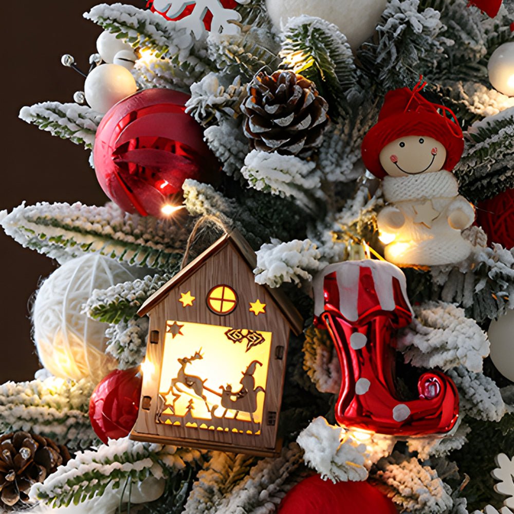 Luxury Ins Decorative Ornaments Falling Snow Christmas Tree with String Lights