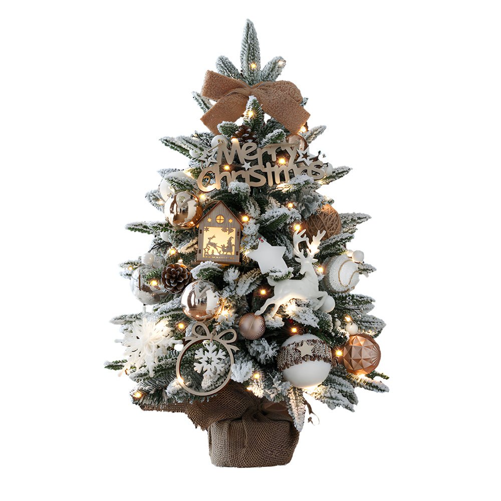 Luxury Ins Decorative Ornaments Falling Snow Christmas Tree with String Lights