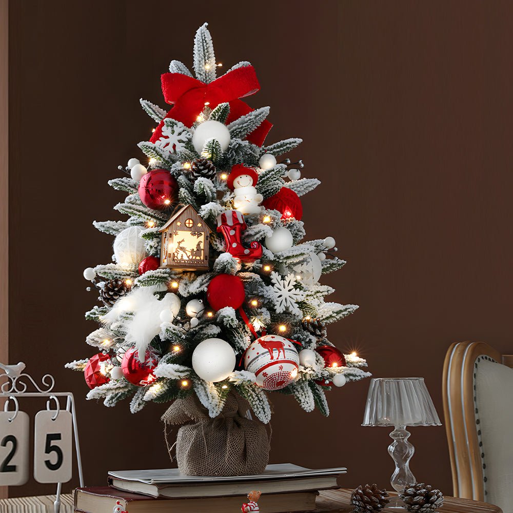 Luxury Ins Decorative Ornaments Falling Snow Christmas Tree with String Lights