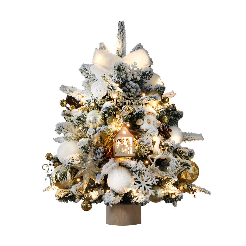 Luxury Ins Decorative Ornaments Falling Snow Christmas Tree with String Lights