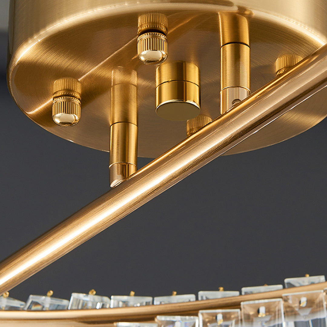 Luxury mobius light fixture creating sophisticated ambient lighting in modern bedroom interior