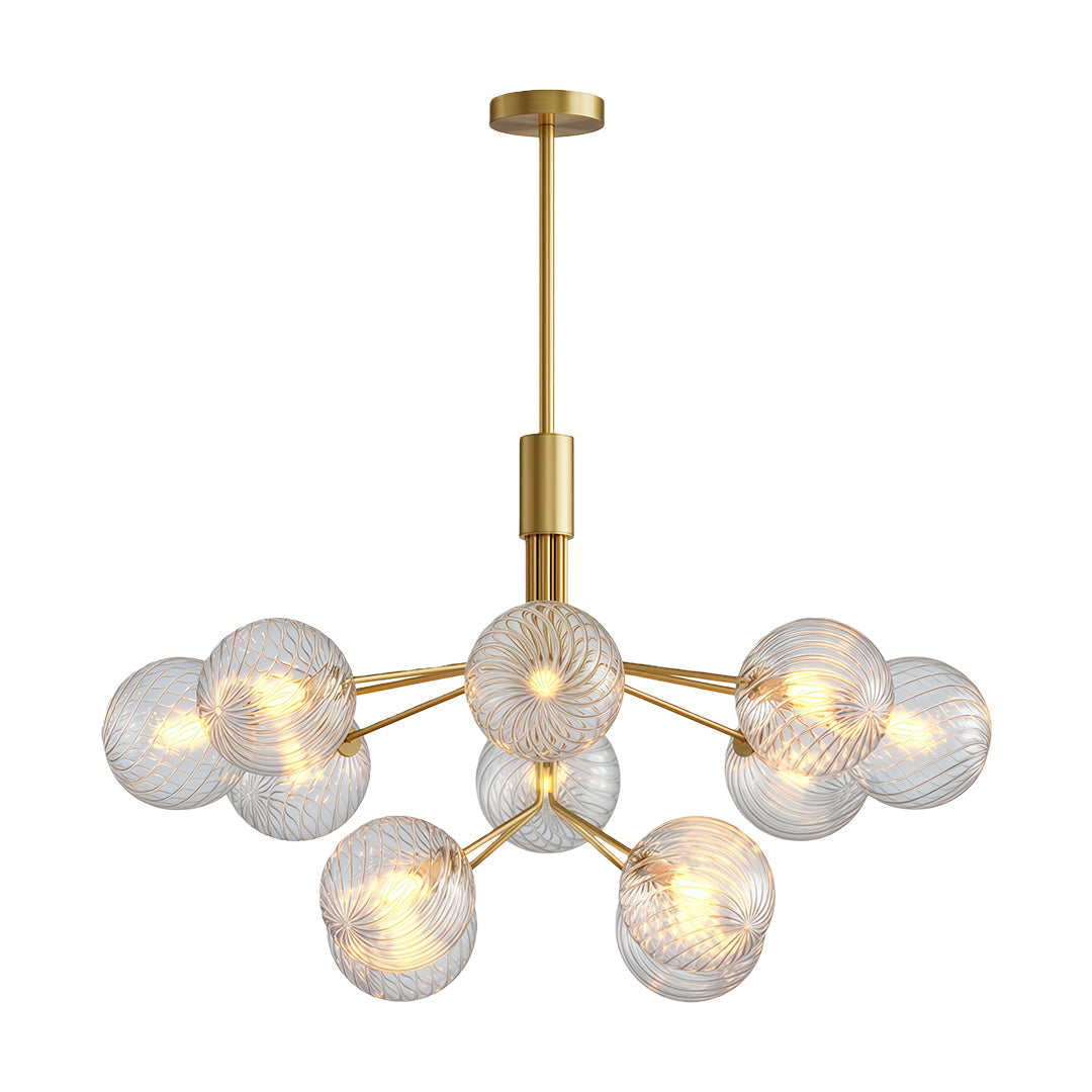 Luxury modern chandeliers with a black frame, adding sophistication to a contemporary dining room.