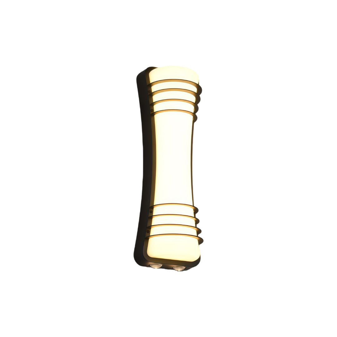 Luxury wall up and down light with gold accent frame and modern outdoor wall mount design.