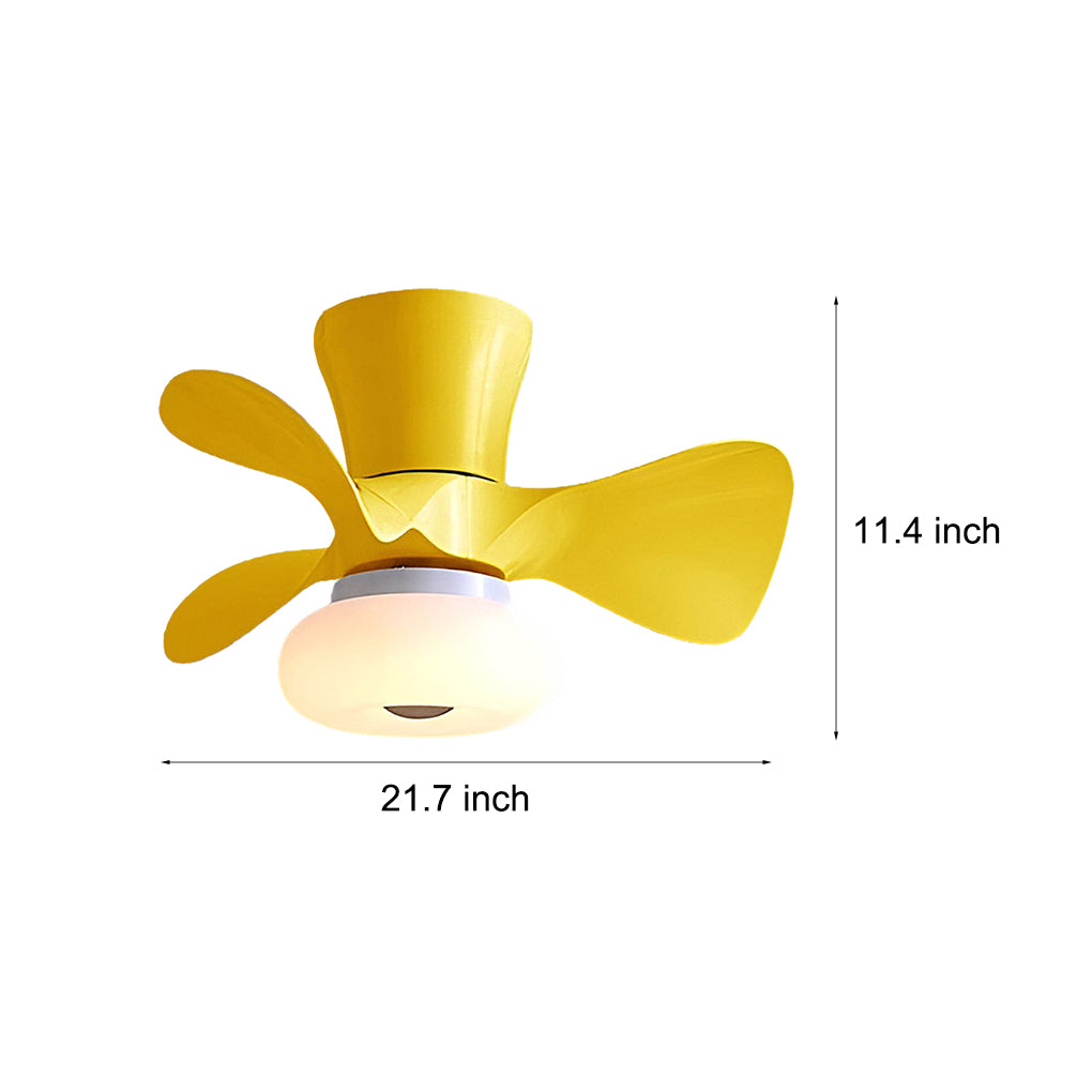 Macaron ceiling fan with light dimension diagram showing size measurements.