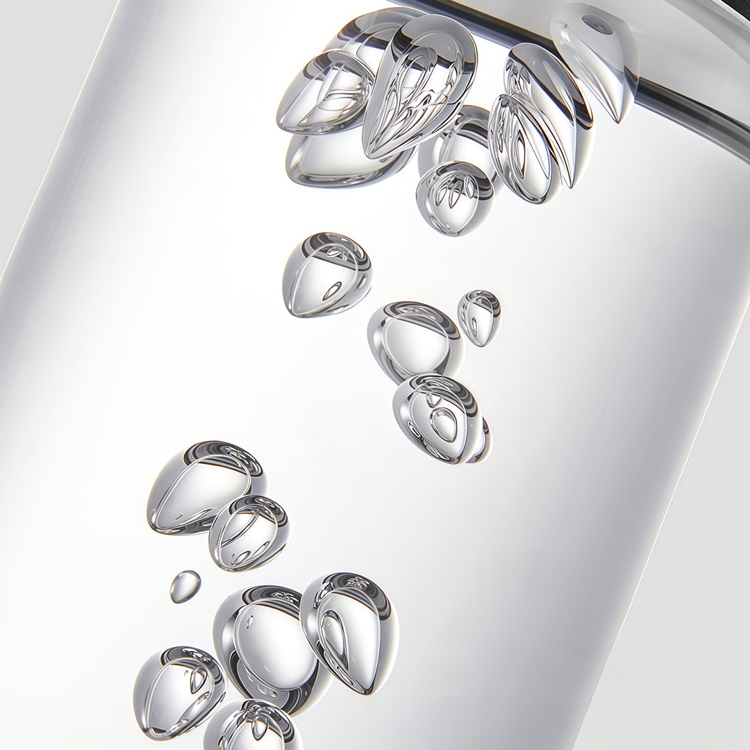 Detailed macro view of the decorative air bubbles suspended in the glass cylinder of the outdoor path lights solar.