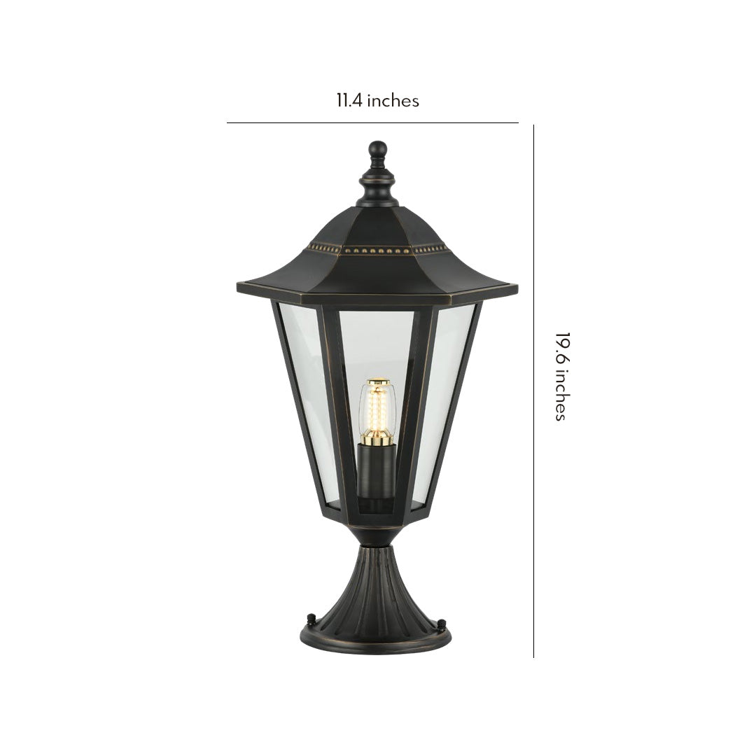 Technical diagram of a classic main gate pillar light, highlighting its functional and timeless design.
