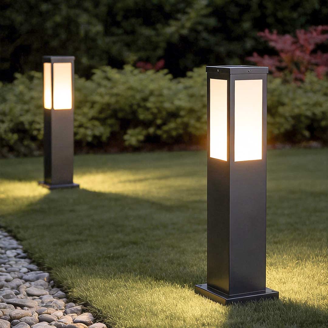 Mainstays bollard pathway light enhancing a contemporary outdoor path with elegant ambient light.