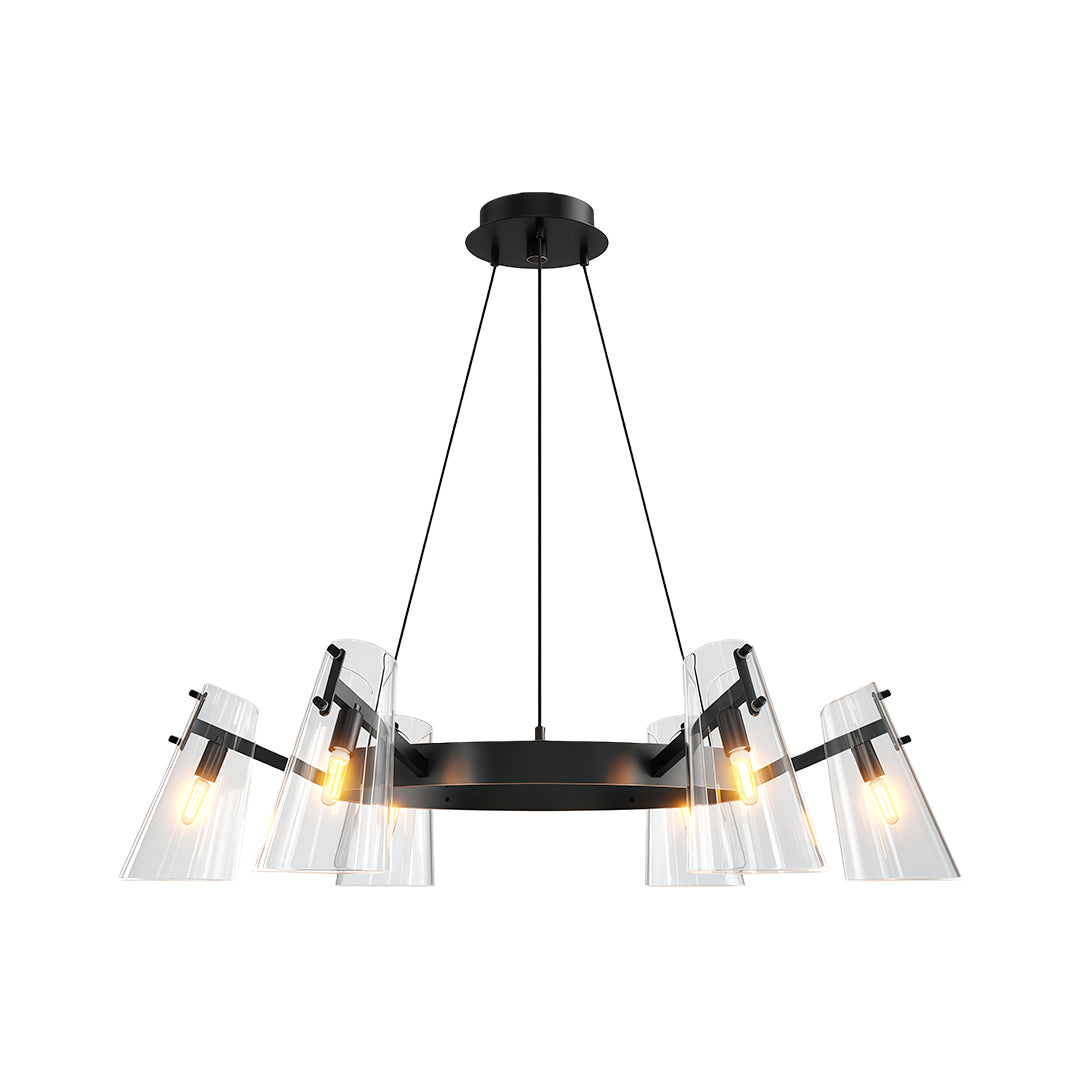 Modern luxury chandeliers inspired glass flush mount lighting in matte black with angular shades