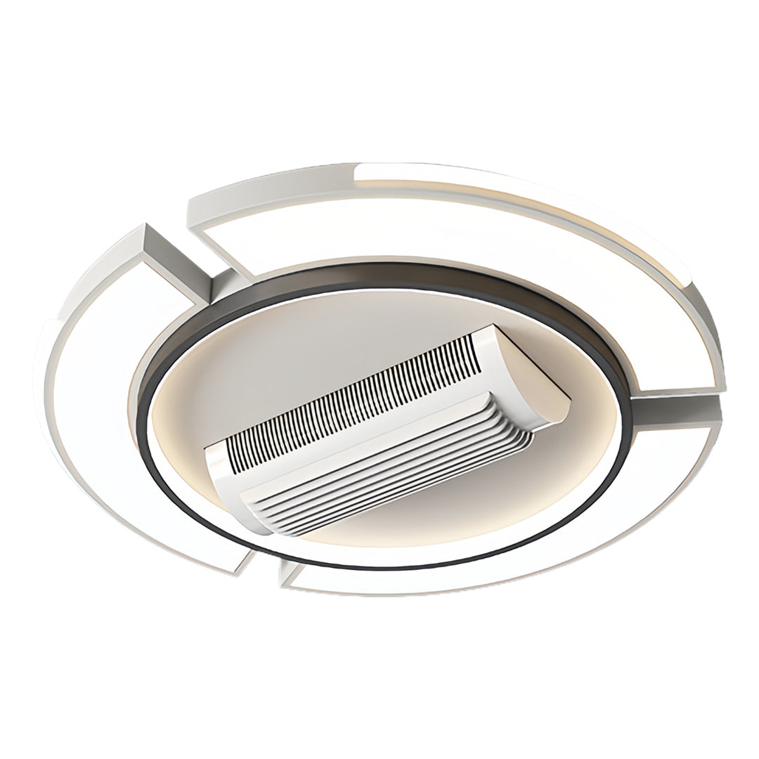 Contemporary bladeless ceiling fan with round design and built-in LED light