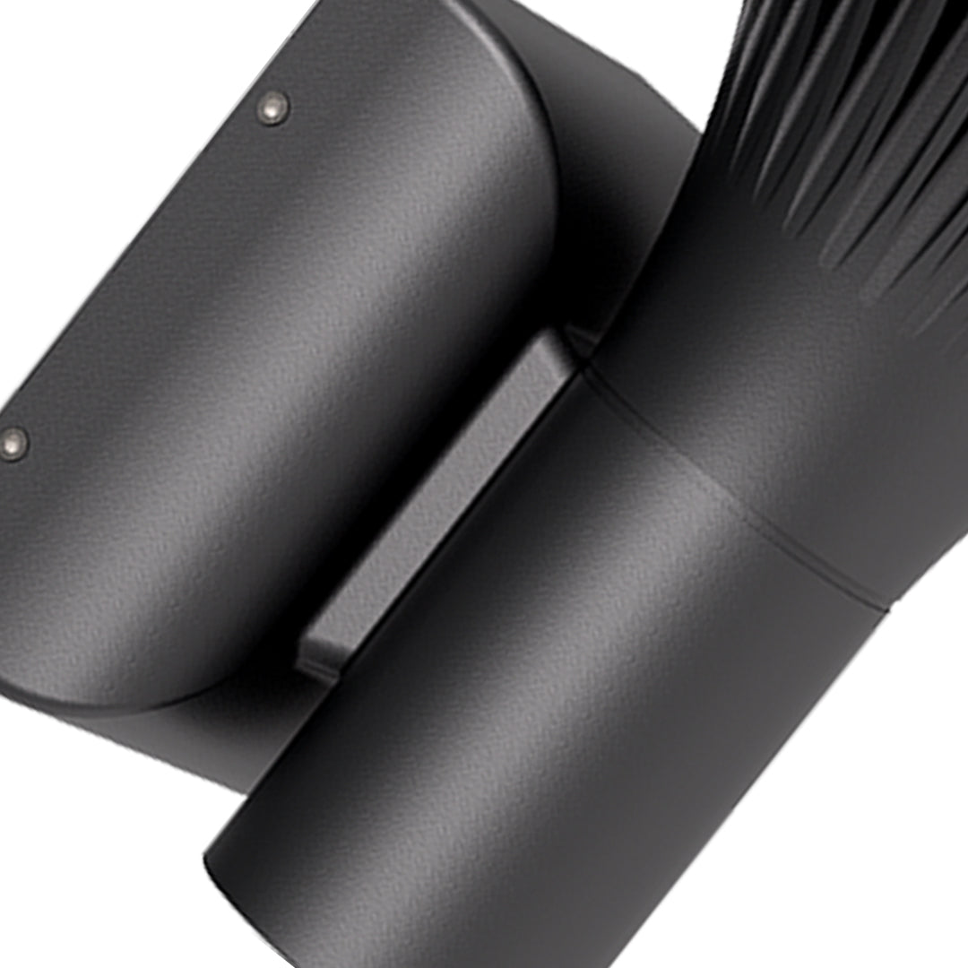 Close-up showing the premium matte black texture and cooling fins of the cylinder Outdoor Wall Lighting Fixtures body.