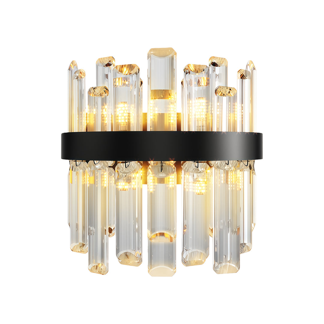 Modern luxury chandeliers in matte black with dramatic crystal glass arrangement