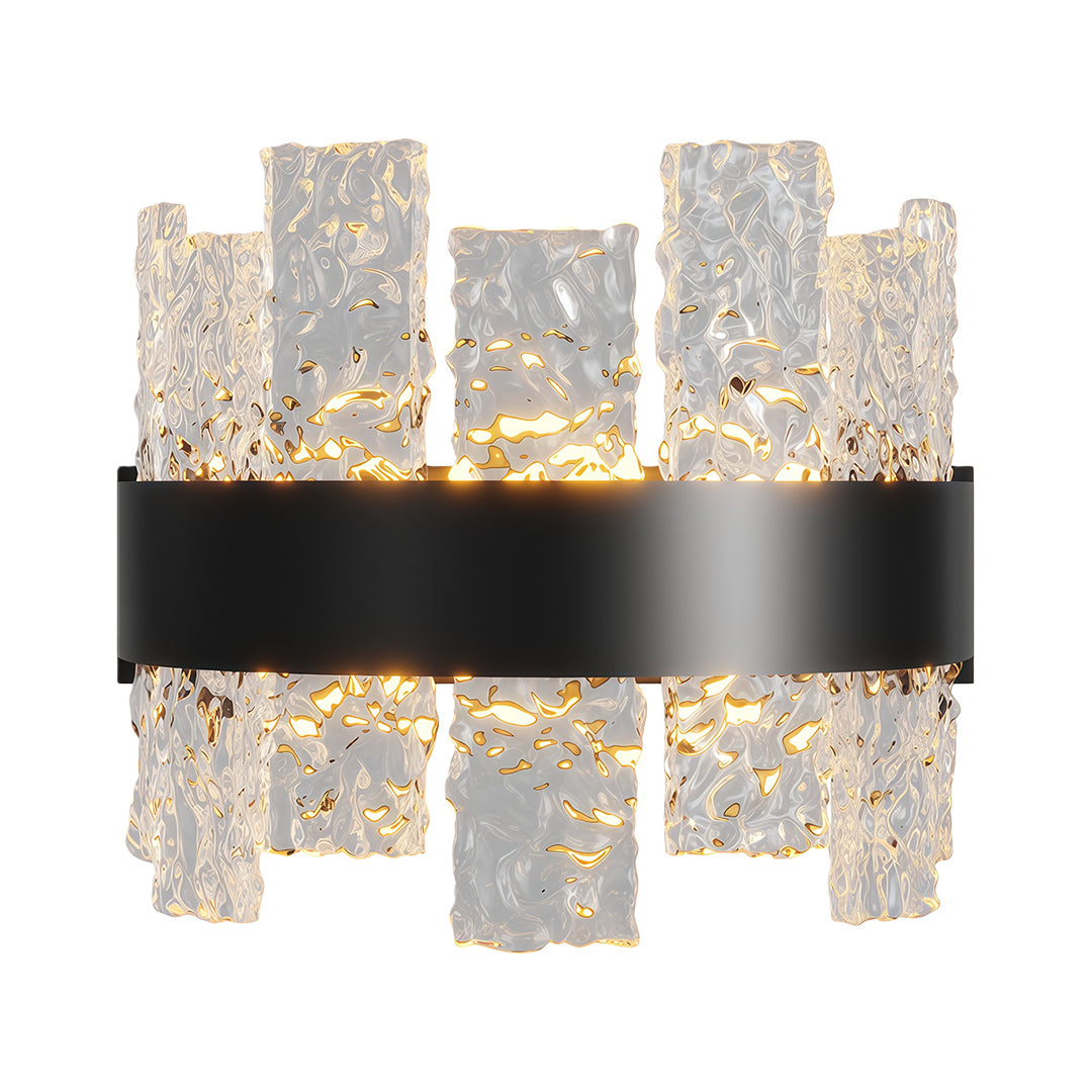 Modern luxury chandeliers in matte black with horizontal crystal glass configuration