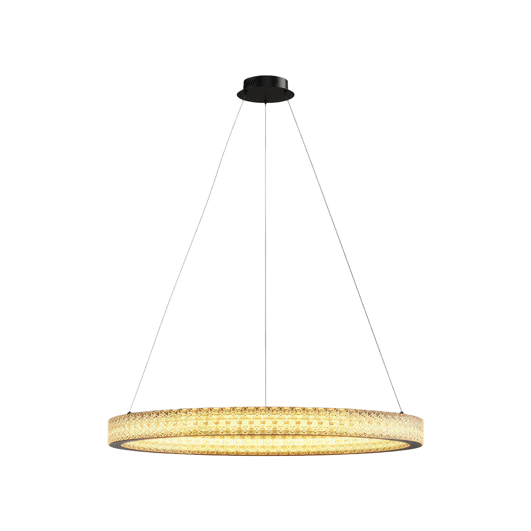 Modern luxury chandeliers in matte black with single-tier crystal ring arrangement