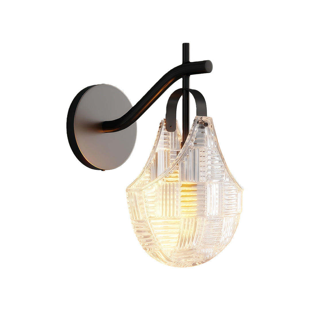 Modern luxury chandeliers inspired glass wall sconces in matte black with textured glass