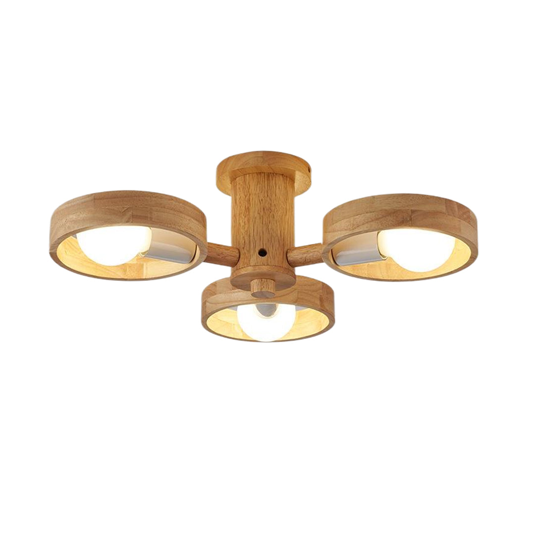 Medium brass glass shade chandelier featuring four glass shades and wall light style