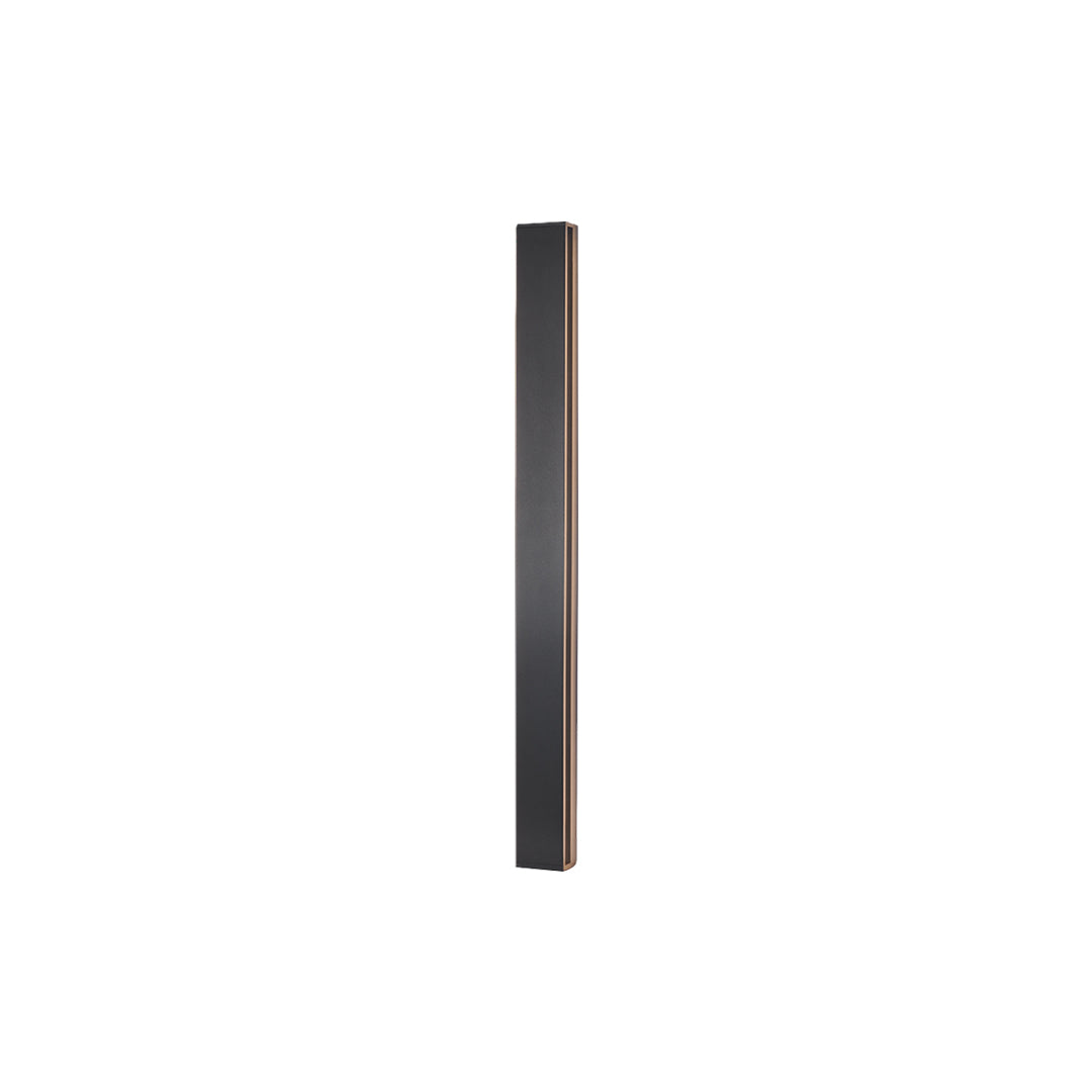 Medium-length wall mounted linear light fixture with modern black finish and vertical installation