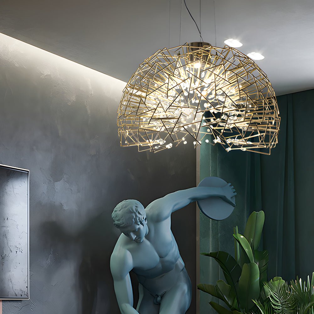 Metal Crystal Semicircular Sphere Stars Sparkle Post - Modern Chandelier