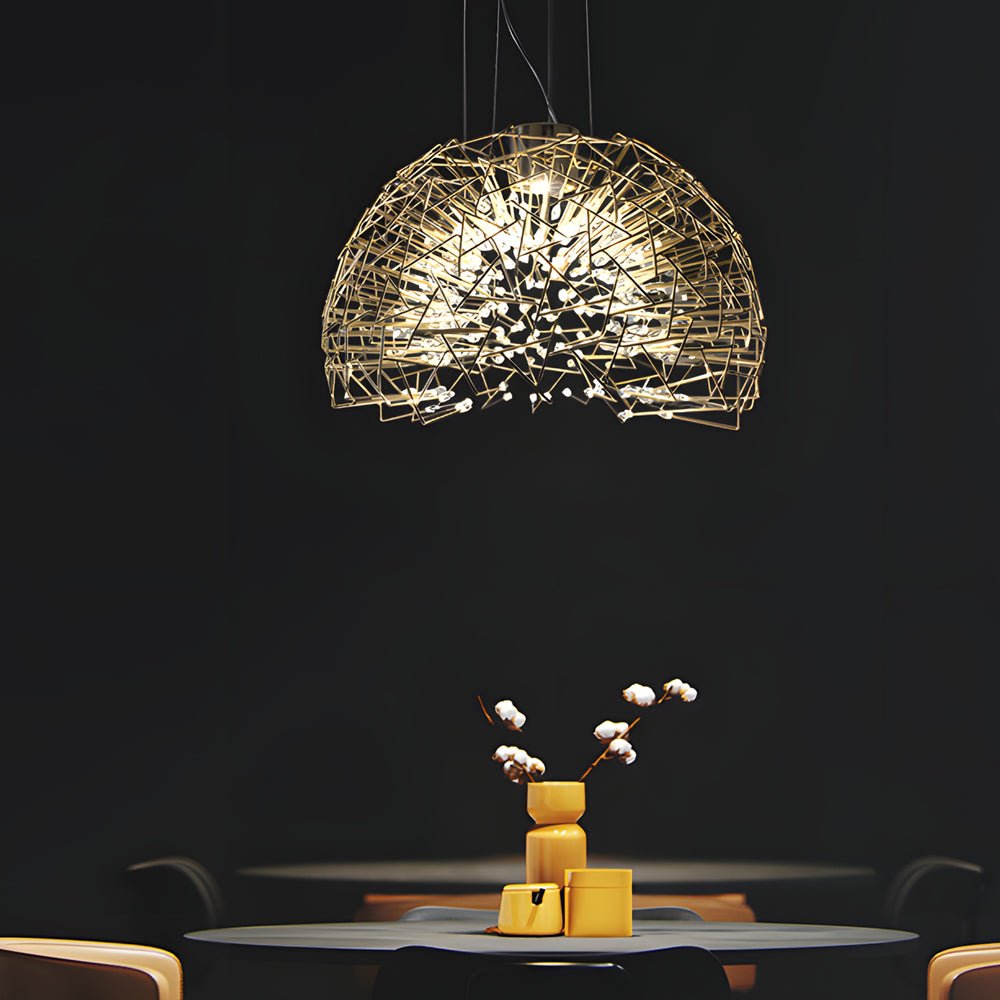 Metal Crystal Semicircular Sphere Stars Sparkle Post - Modern Chandelier