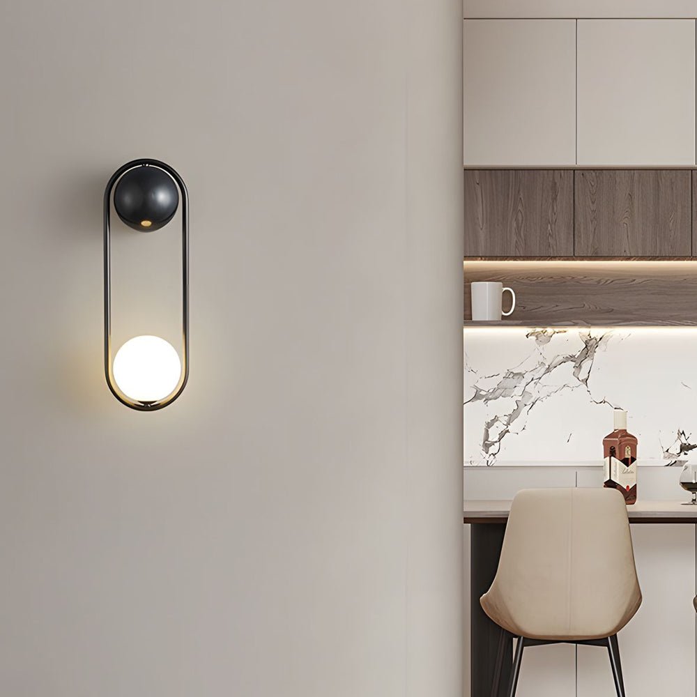 Mila Wall Sconce 1 - light Glass Globe Wall Light - Gold/Black