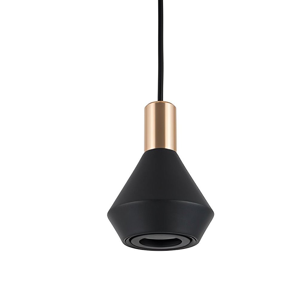 Black mini hanging pendant lights shown in isolation, highlighting compact size and modern cone-shaped design.