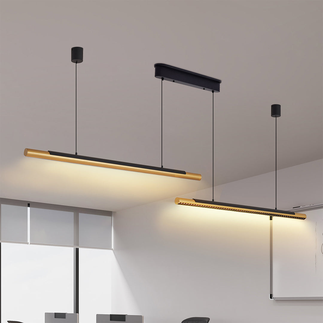Add refined style to your room with a 2 light linear pendant minimalist dual-head ceiling light offering focused illumination.