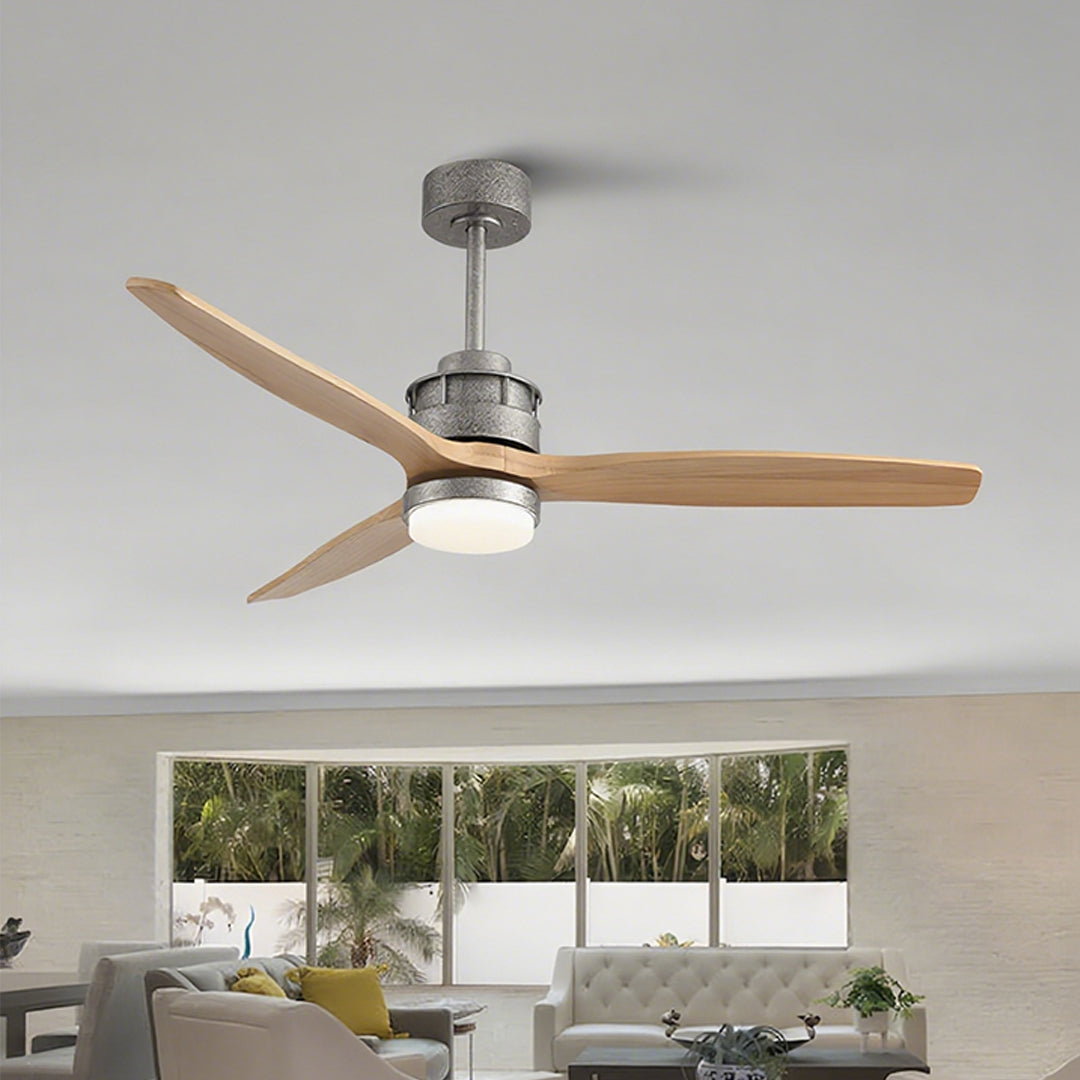 Minimalist wooden 3-blade ceiling fans with light in sleek contemporary home interior design