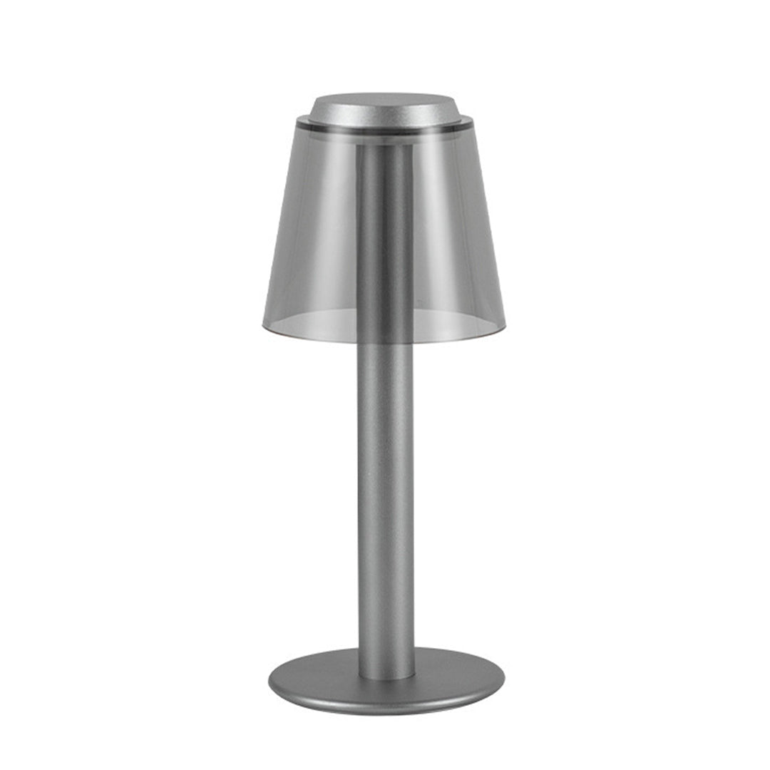 Minimalist adjustable table lamp with brushed metal construction and pivoting head design