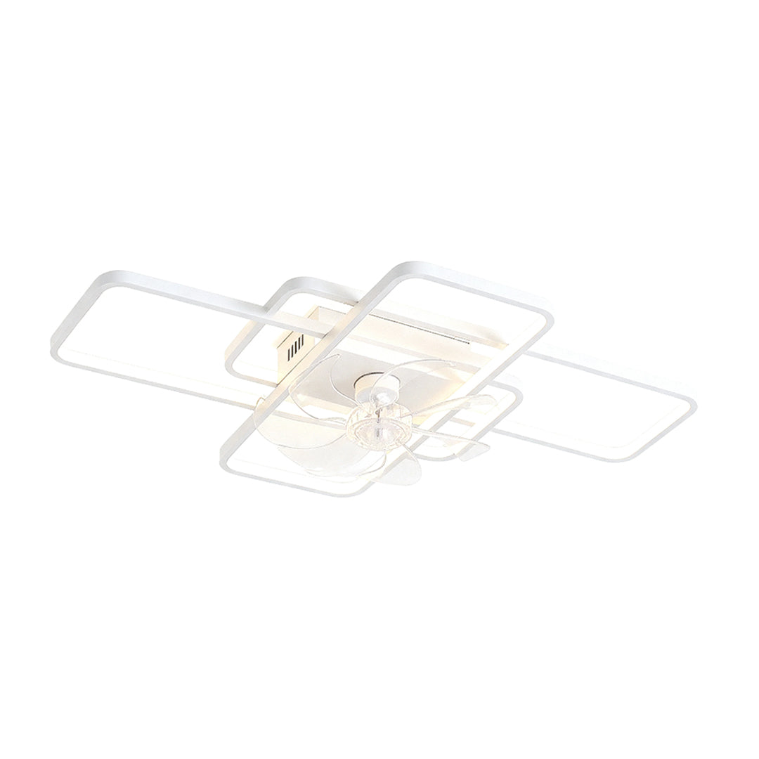 Minimalist big ceiling fans with lights showcasing white rectangular design with soft illumination