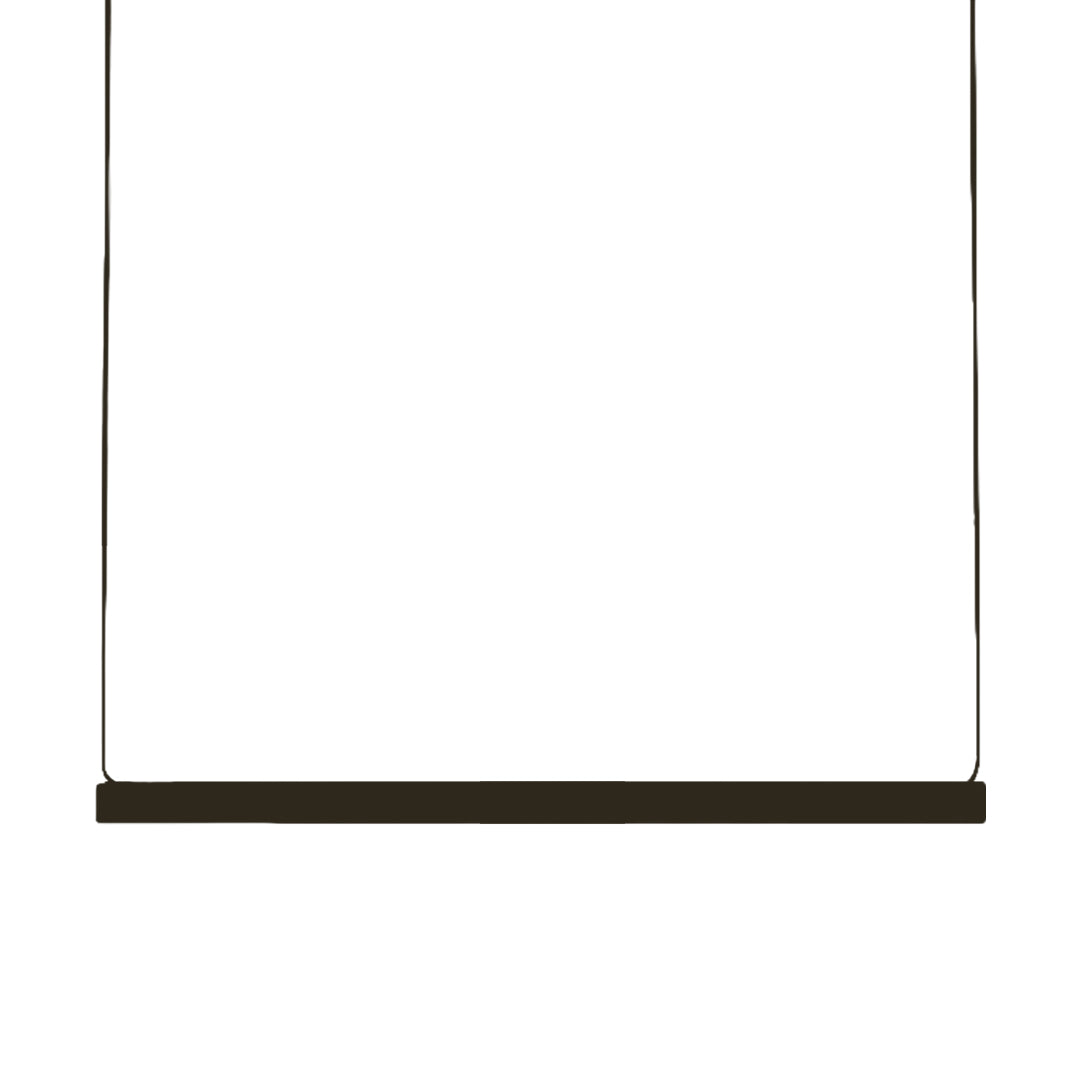 Minimalist black long pendant light fixture, contemporary linear design for indoor spaces