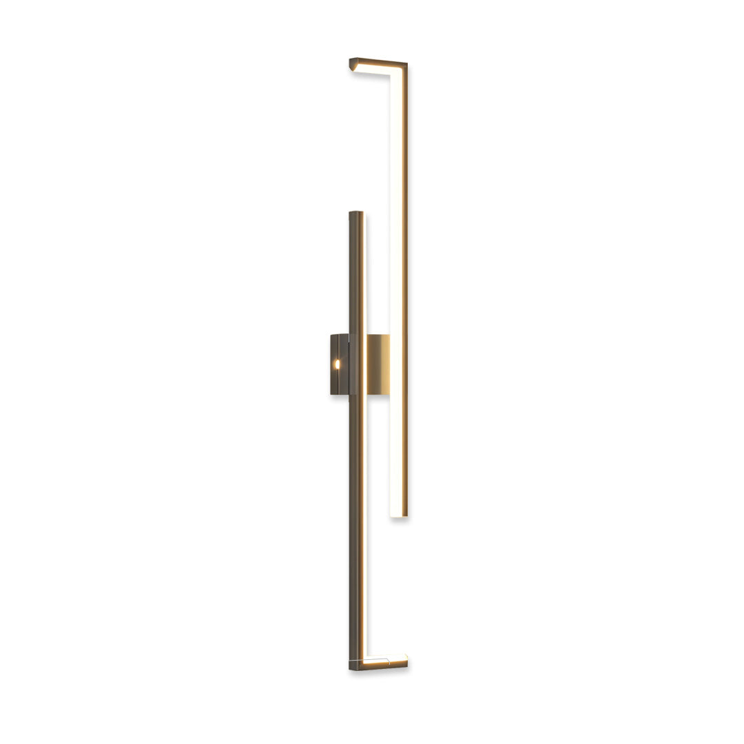Bronze minimalist wall art led lights with vertical modern profile.