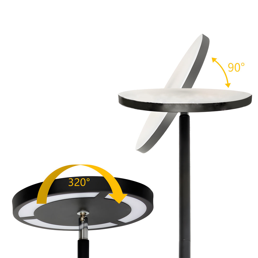 Minimalist floor light with adjustable lamp head rotation feature.